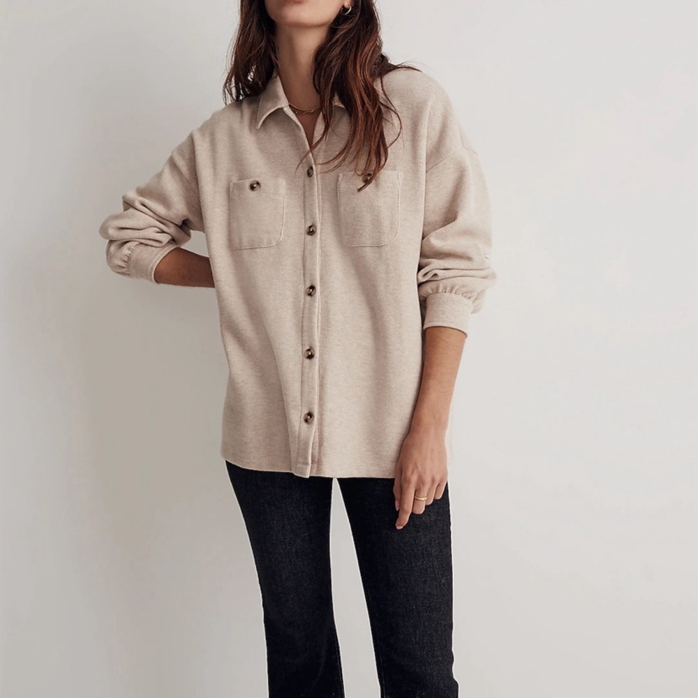 Madewell Double-faced Shirt-jacket in heather sandalwood